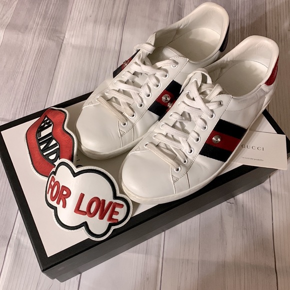 🤍❤️🤍❤️🤍💯 % AUTHENTIC GUCCI ACE SNEAKERS SIZE 10 FOR WOMEN/ SIZE 7 FOR MEN / - Picture 5 of 12